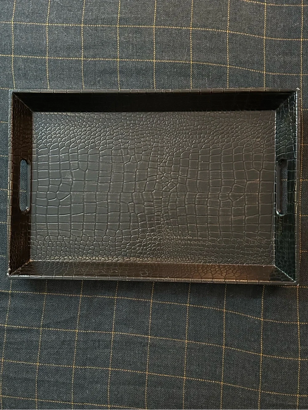 Vintage Pier 1 • Faux Alligator tray • sturdy and substantial